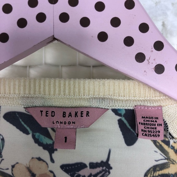 Ted Baker Mandey Butterfly Print Draped Cardigan - Picture 3 of 8